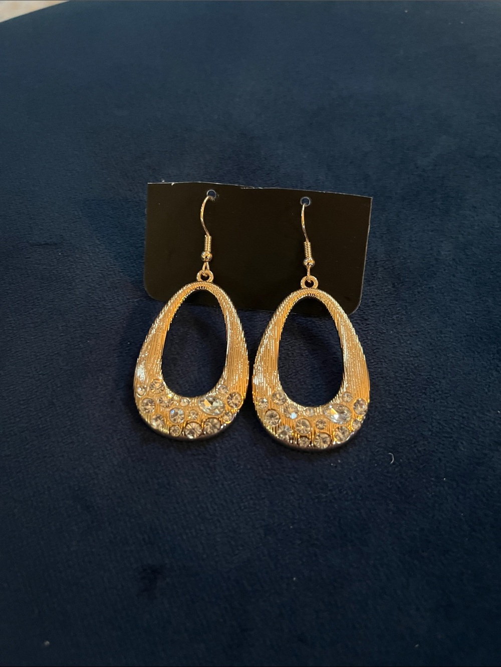 Gold Teardrop Crystal Accent Dangle Earrings for Women